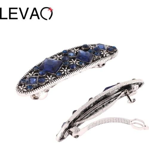 LEVAO DIY Navy Blue Ponytail Spring Hair Clip Women Elegant Hairpins Girls Hair Accessories Barrettes Hair Grips Headwear Head