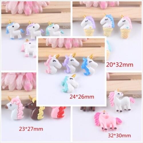 10pcs/lot kawaii flat back resin unicorn hot sale resin cabochons unicorn for kids accessories