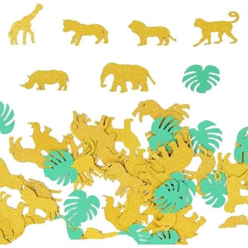 100Pc/Lot Glitter Random Animal Leaf Shape Confetti Elephant DIY Wedding Birthday Jungle Theme Party Balloon Filler Decor Supply