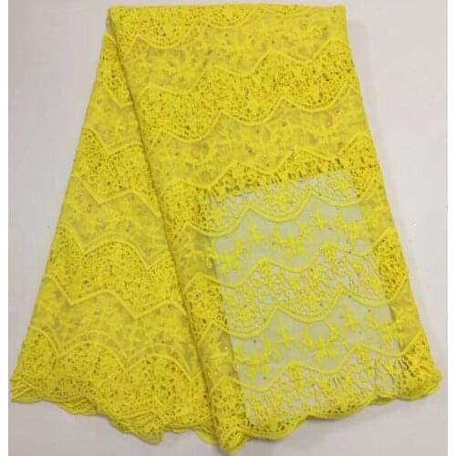 2018 New popular French yellow super lace fabric,Africa guipure cord lace fabric milk silk fashion knitting Nigeria wedding