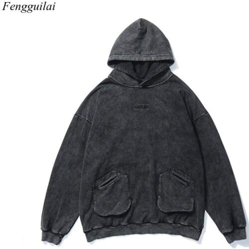 2020 Autumn/winter Washed Heavy High Street Hip Hop Hoodie Streetwear Sweatshirt Men Harajuku Hoodies Oversized Loose Male Tops