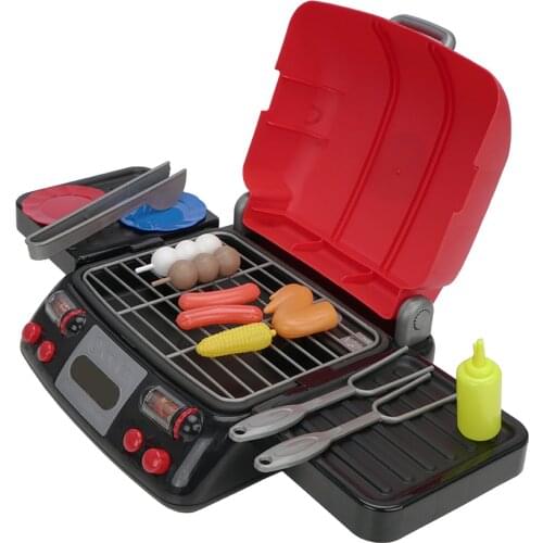 2021 Children Play Food Grill with Pretend Sizzling Sounds Smoke and Light Kitchen Playset Pretend BBQ Outdoor Toys for Toddlers