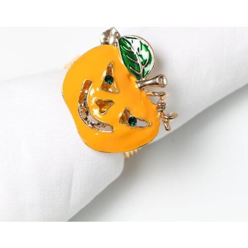 30pcs/lot Halloween alloy dripping oil pumpkin grimace cartoon napkin button hotel napkin ring cloth ring small wholesale