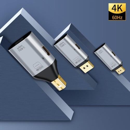4K@60Hz USB3.1 Type C to DP/HDMI-compatible + 100W PD Adapter Convertor For Macbook Chromebook Pixel Laptop HDTV USB-C Adapter