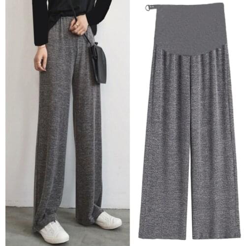 958# 2021 Spring Summer Thin Maternity Long Pants Wide Leg Straight Loose Pants for Pregnant Women Elastic Waist Belly Pregnancy