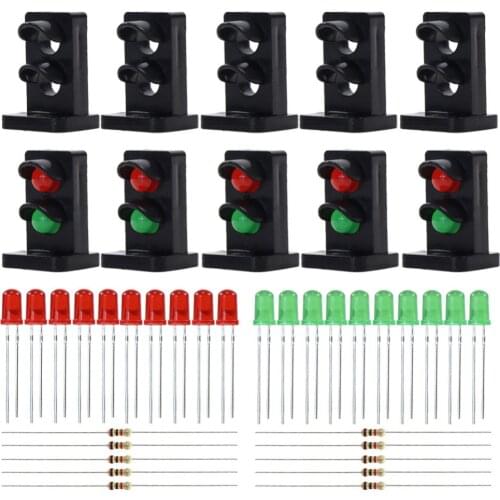 JTD25 10 sets Target Faces With LEDs for Railway Dwarf signal O Scale 2-light Ground Signals Miniature Traffic Light Red/Green