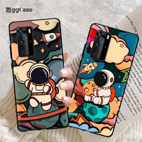 Planet Astronaut Oil painting pattern Phone Case For Huawei Honor 10 20 30 Lite 9X Pro 10XLite 8X 8C 10i Black Soft Cover