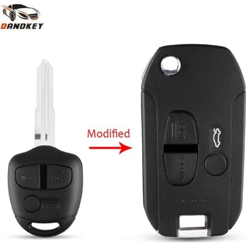 Dandkey 3 Button Modified Filp Folding MIT8 Blade Key Shell For Mitsubishi Lancer Grandis Pajero Remote Car Key Case Cover