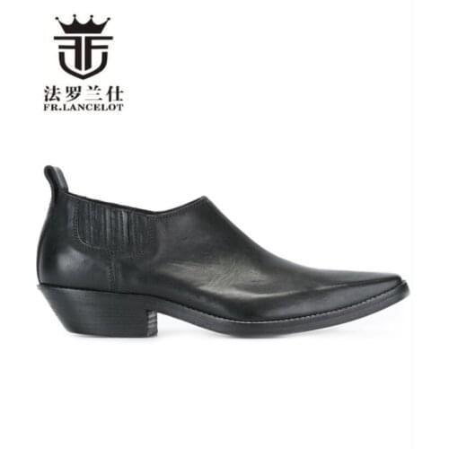 FR.LANCELOT 2020 point toe real Leather Shoes Men dress shoes slip on business Shoes Men wedding/paty shoes low heel flats