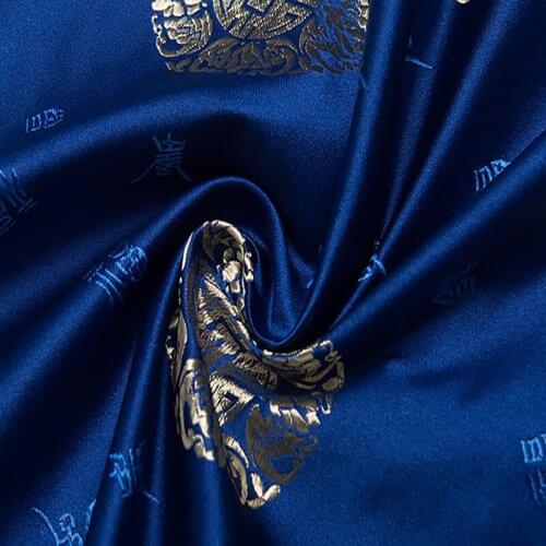 HLQON France imported jacquard elegant blue satin fabric telas patchwork cotton fashion fabric sewing felt tela tissue by meter