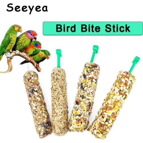 Natural Birds Training Parrot Bite Toy For Parrot Cage Toy Bird Chew Stick Molar Hang Style Parakeet Toy Snacks Bird Supplies