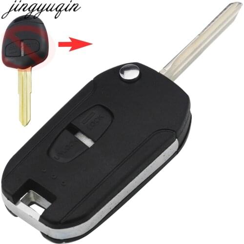 Jingyuqin Modified Flip Folding Remote Car Key Case For Mitsubishi Pajero 2 Buttons MIT8 Left Blade Blank Key Shell Replacement