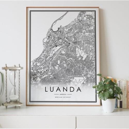 LUANDA city map Nordic Living Room Decoration Canvas Poster Modern Home Decor Art Print Painting