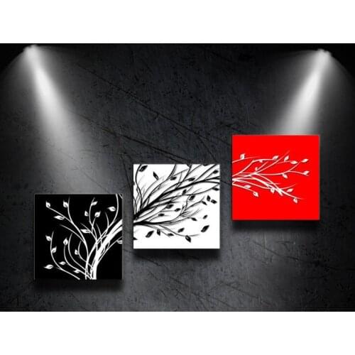 100%Handpainted Classic Red black White Canvas Tree Oil Painting Decoration Abstract Art Wall For Home Room Decor 3pcs/set