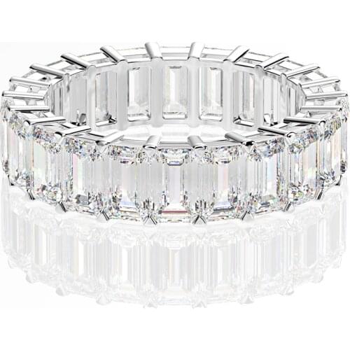 Trendy 100% Solid 925 Sterling Silver Ring Wedding Full Enternity Rings Created Moissanite Diamond Silver Women Bridal Jewelry