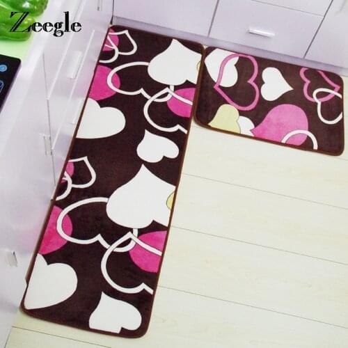 Zeegle Heart Coral Bathroom Bath Mat Velet Decorative Rugs For Living Room Non-slip Absorbent Kitchen Area Rug Bedside Carpets