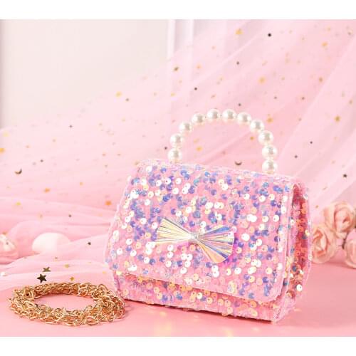 Korean Kids Purses and Handbags Mini Shiny Crossbody 2021 Cute Girls Small Coin Pouch Baby Party Purse Hand Bags Tote Gift
