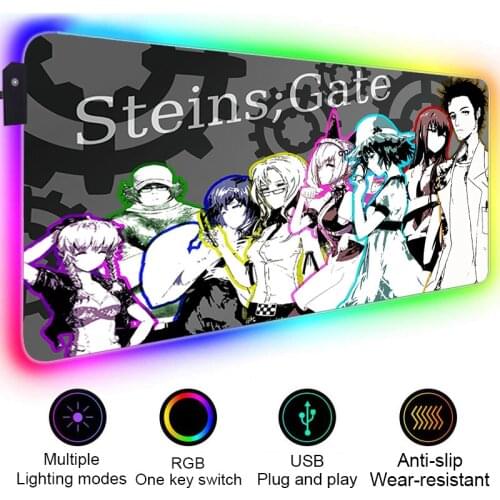 Mousepad RGB Steins Gate Gaming Pad Mouse Pad Large Oversize 90x40 Desk Mat Gamer Mousepad 80x40 Mousepad Gamer Accessories Pads