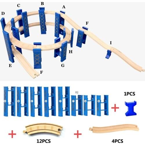 Circular double-layer elevated railway bridge bridge bracket + track suitable for Brio wooden trains childrens educational toys