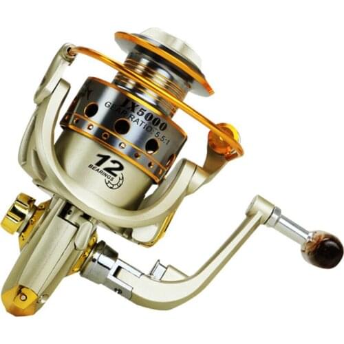 Metal Superior Spinning Fishing Reel Ratio 5.5:1 Wood Handle 12BB Carretilhas Wheel Lure Reel De Pesca
