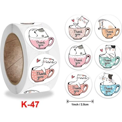 Cute unicorn mermaid thank you Stickers Kawaii Kids 500pcs Cartoon tape sticker rolls for packaging student stationary supplies