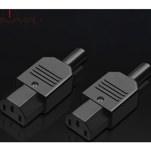 MOWU 2PCS IEC Straight Cable Plug Connector C13 C14 10A 250V Black female&male Plug Rewirable Power Connector 3 pin AC Socket