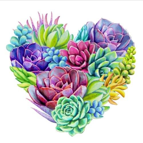 5D DIY Diamond Succulent Flower Painting Cross Stitch Kit Round Diamond Embroidery Mosaic Rhinestone Picture Gift Decoration