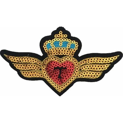 New Arrival Sequins Crown Patches for Clothes Backpack Iron on Sequined Badge Cloth Patches Fabric Embroidery Stickers Appliques