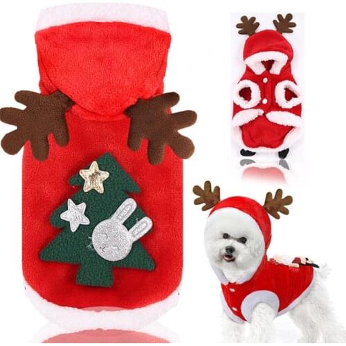 Dog Clothes Christmas Pet Puppy Outfit Winter Xmas Santa Reindeer Dog Costume Cat Hoodie Coat Party Dress Up Pet Supplies