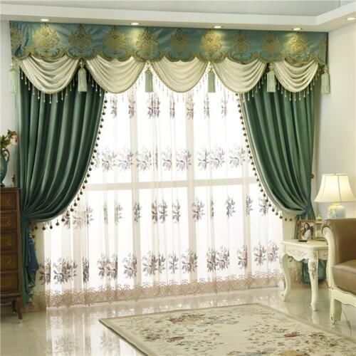Top Quality Thickening Shading Green Color Curtains for Living Room Modern Window Curtain for Bedroom