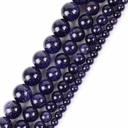 Wholesale 4 6 8 10 12mm Blue Sand Stone Round Loose Beads Diy Bracelet Necklace Jewellery Natural Stone Beads for Jewelry Making