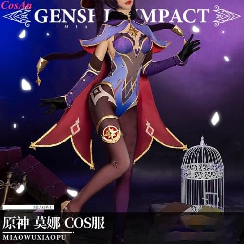 New Arrival Game Genshin Impact Mona Cosplay Costume Fashion Romantic Purple Combat Uniform Female Role Play Clothing S-XL