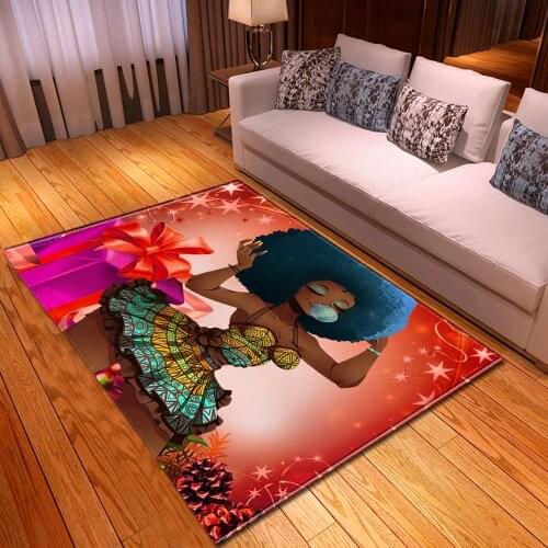Christmas African Woman Head Portrait Carpets For Living Room Bedroom Area Rugs Soft Mats Year Flannel Large Home Printed 3D New