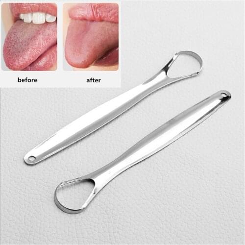 Tongue Scraper Stainless Steel Oral Coated Tongue Cleaner Brush Fresh Breath Cleaning limpia lenguas Oral Hygiene Care Tools