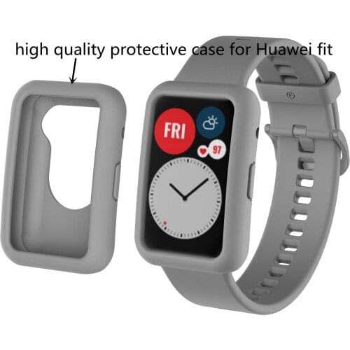 Sport Silicone Case Cover For Huawei Watch Fit Colorful Shell Edge Frame Protection Bumper For Huawei Smartwatch Protective Case