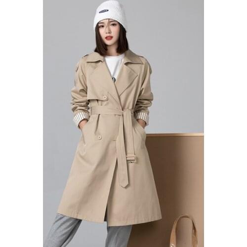 Windbreaker womens middle long British autumn clothes in autumn 2021 new small temperament classic coat trend