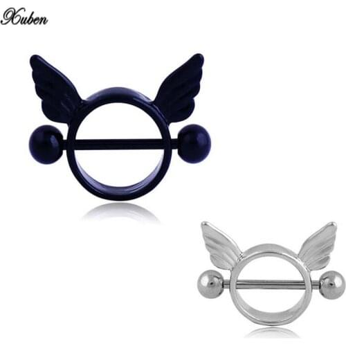 Xuben New black Wing Nipple Shield Rings Barbell Sexy Ring Piercings Body Piercing Jewelry