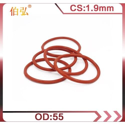 1PC/lot Red Silicon Ring Silicone O ring 1.9mm Thickness OD55mm Rubber O-Ring Seal Gaskets Waterproof Washer