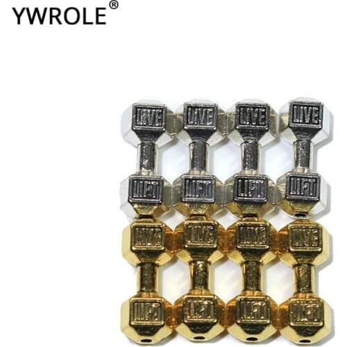 10/20pcs Lot Vintage Golden Silvery Alloy Dumbbells Spacers Beads Charms DIY For Jewelry Making Bracelet Necklace 7*20 mm Metal