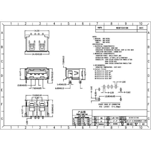 10PCS USB 2.0 Type A Female 4 Pin 30V 1A Connector Flat Port Jack Tail Plug High Quality And Practical