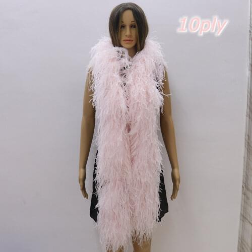 10 Ply Fluffy White Ostrich Feathers Boa Decoration for Party Wedding Dress Shawl Cloth Sewing Craft Plume Accessories 1.3 Meter
