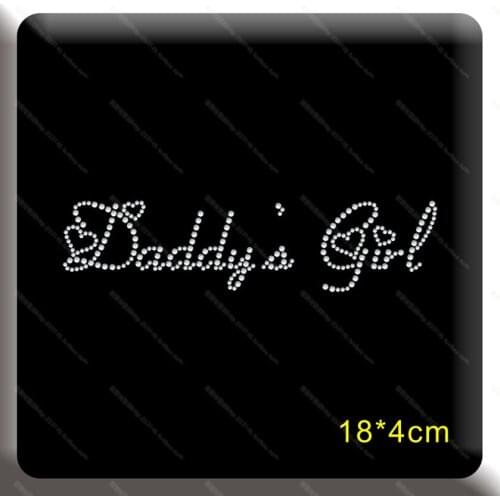 2pc/lot Daddys girl letter pattern hot fix rhinestone transfer motifs iron on crystal transfers design stone for shirt pant