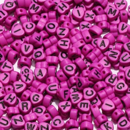 7*4mm Rose Red Mixed Letter Acrylic Beads Alphabet Loose Spacer Heart Beads For Jewelry Making Diy Handmade Bracelet Necklace