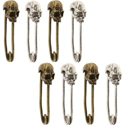 8 pcs Novel Design Skull Head Shaped Pins DIY Jewelry Making Pendant 2 Colors