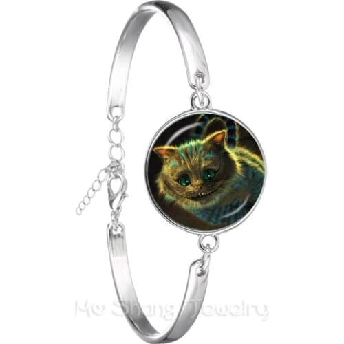 A Mad Tea Party Mad Hatter March Hare Fairy Tale Art Classic Bracelet Alice In Wonderland Silver Plated Chain Bangle