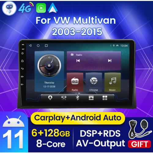 Ram 6G 128G WIFI 4G Carplay For VW Volkswagen Multivan T5 2003-2015 Android 11 Car Multimedia Player BT Stereo 2Din Radio Audio