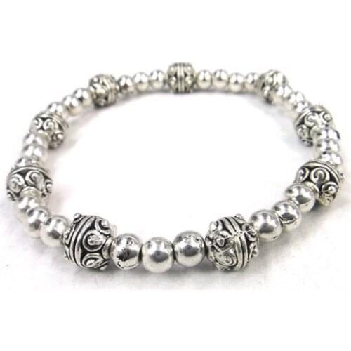 Free Shipping Fashion shiny alloy ball beads with prick decoration charm Vintage women metal Bracelet