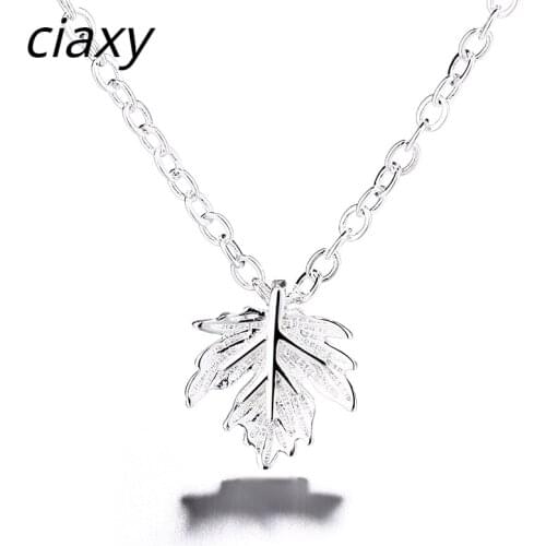 CIAXY 925 Sterling Silver Necklace For Women Maple Leaf Choker Pendant Charm Chain Necklace Engagement Jewelry Gift