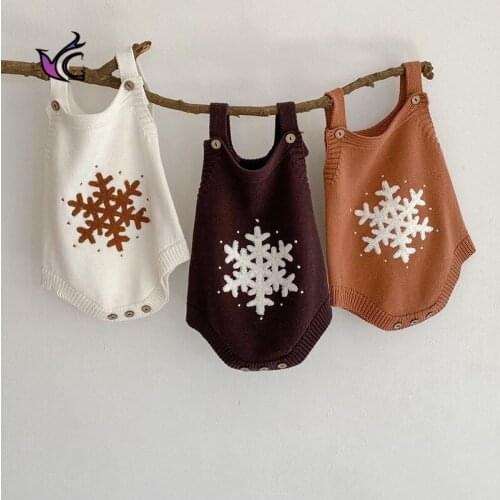 Yg Baby Clothes 0-2 Years Old Boys And Girls Baby Flower Suspenders Knitted Newborn Clothes Autumn And Winter New Jumpsuit
