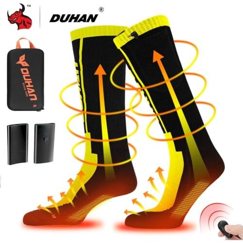 DUHAN Heating Motorcycle Socks Heated Sock Winter Foot Adjustable Warmer Electric Warming Sock Battery Power For Men Women